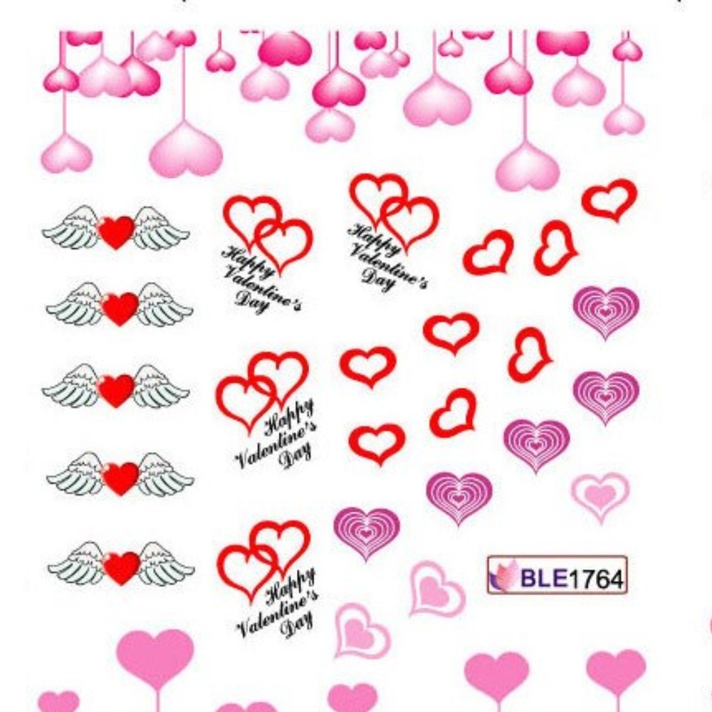 Valentine's Day Heart-Nail Art Decal RED52 - Picture 2 of 2